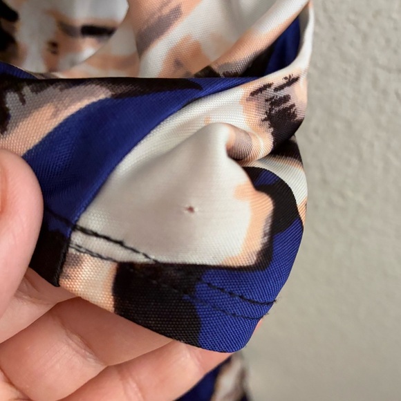 Parker Blouson Catalina Dress Stretch Drape Faux Wrap Watercolor Dolman Sleeve S - Picture 16 of 16